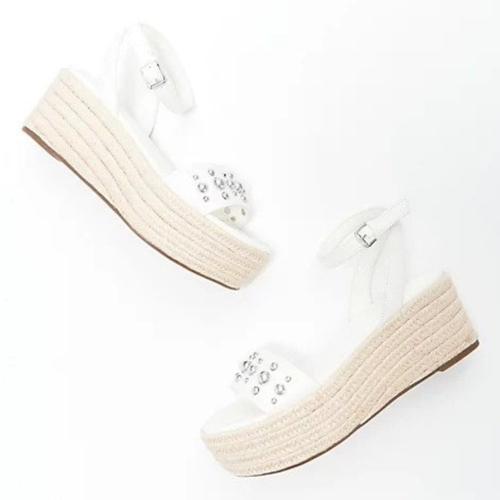 NIB Marc Fisher White Joyce Espadrille Platform Sandal